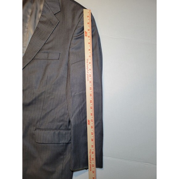 Caravelli Italy Charcoal Grey Pinstripe Jacket Blazer Sport Coat Mens 42S 36W - Picture 11 of 13